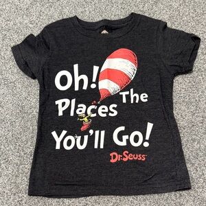 Dr. Seuss Charcoal Tee with Red and White Design
